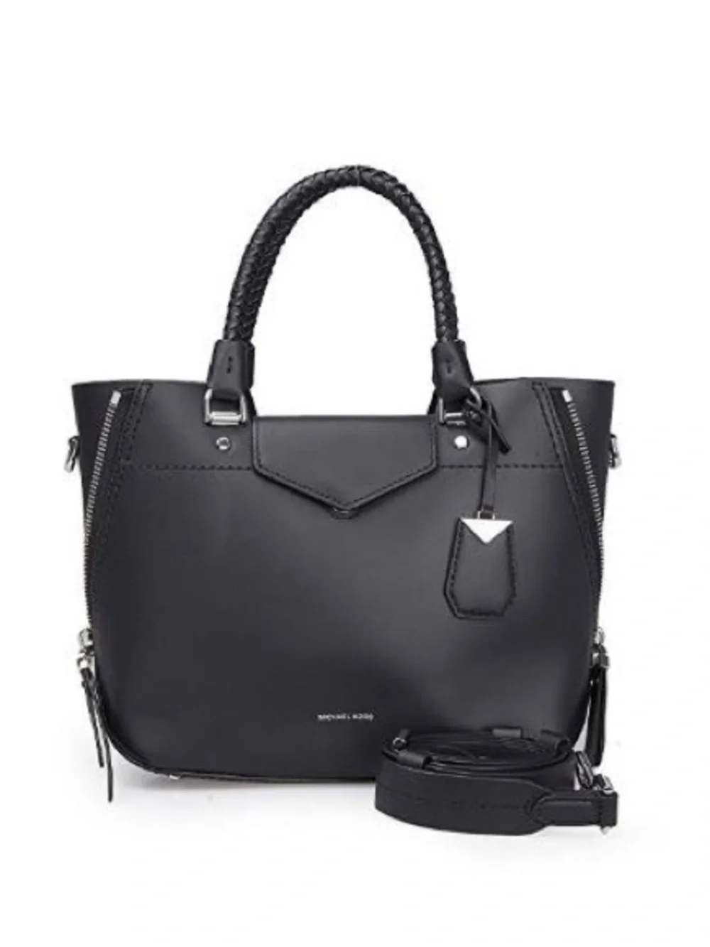 Michael Kors Blakely Black Leather Braided-Handle Tote